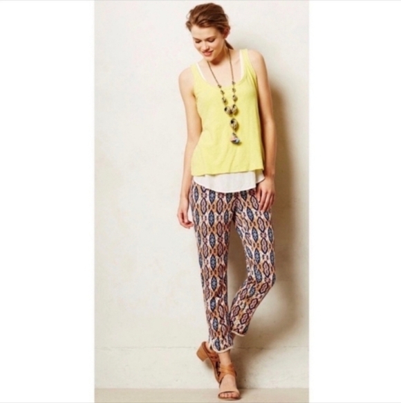Pilcro and the Letterpress Pants - Pilcro Paz Ikat Joggers Royal Blue Sz 26